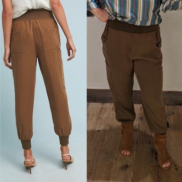 Anthropologie Maeve Pants Small Joggers Cicerone Cupro Utility Pocket - Picture 13 of 15